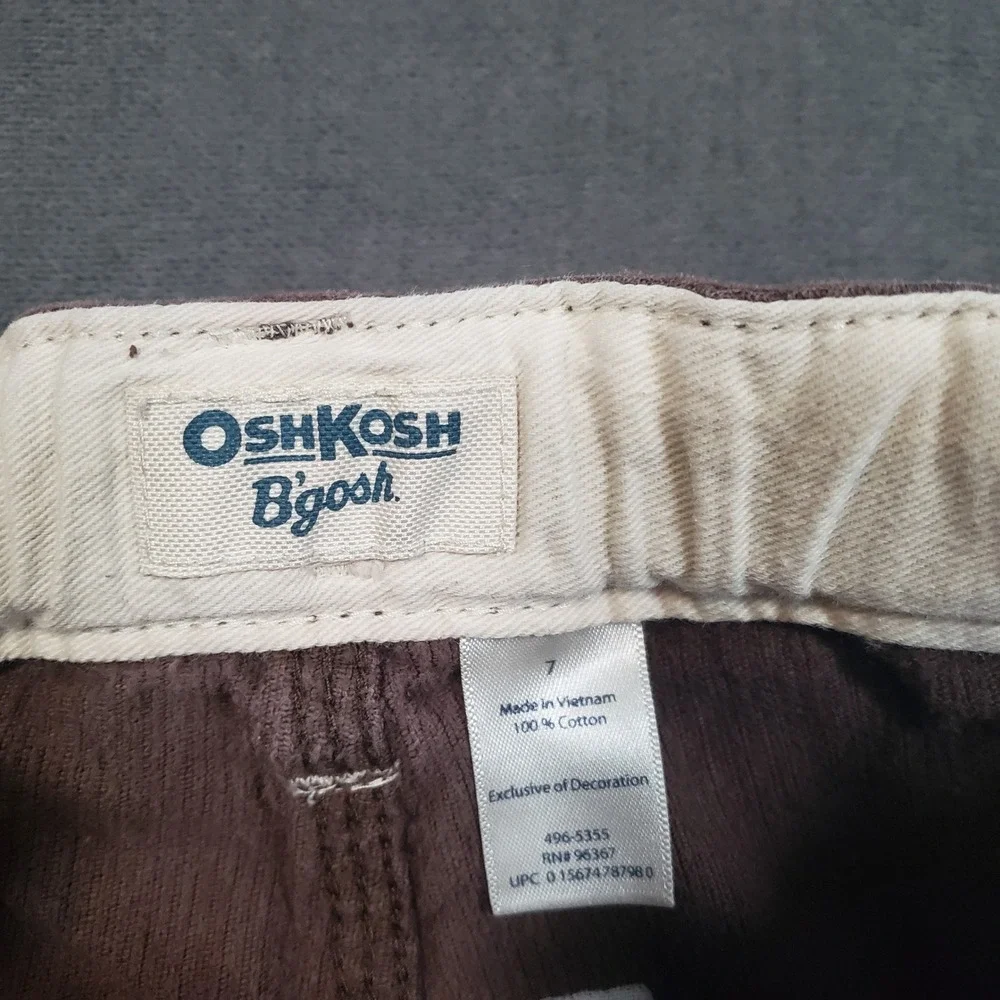 OshKosh B'gosh Corduroy Carpenter Pants Boys 7 Brown Adjustable Waist‎ Utility